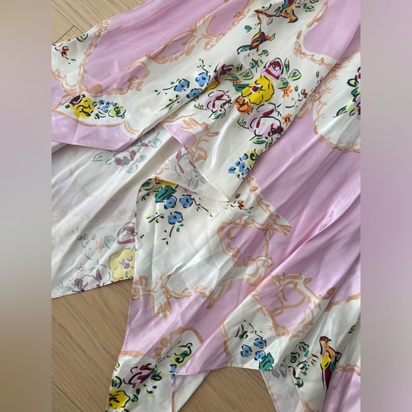 Tory Burch Pink Porcelain Satin Bias Cut Floral Printed Dress in size 6 - Picture 4 of 6